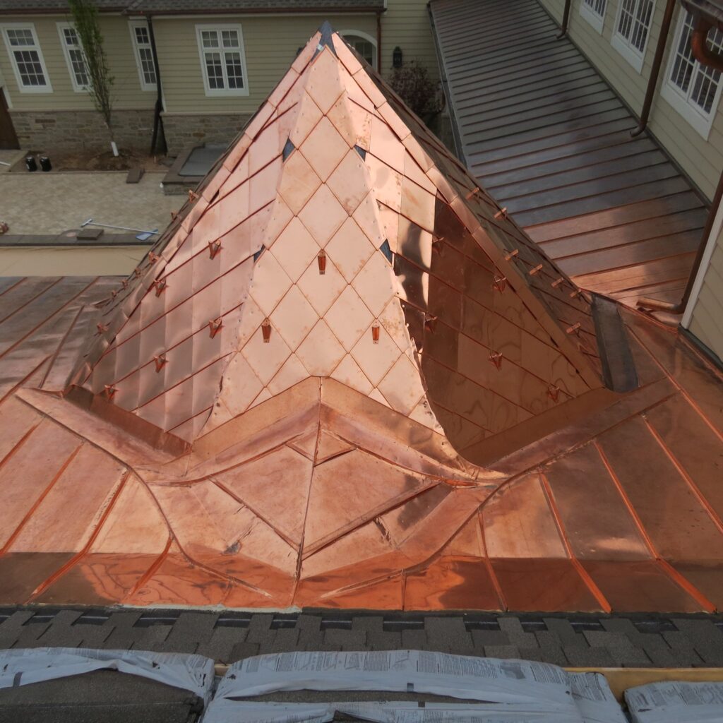 Fully seamed copper roof 