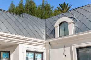 Zinc shingles on curved roof