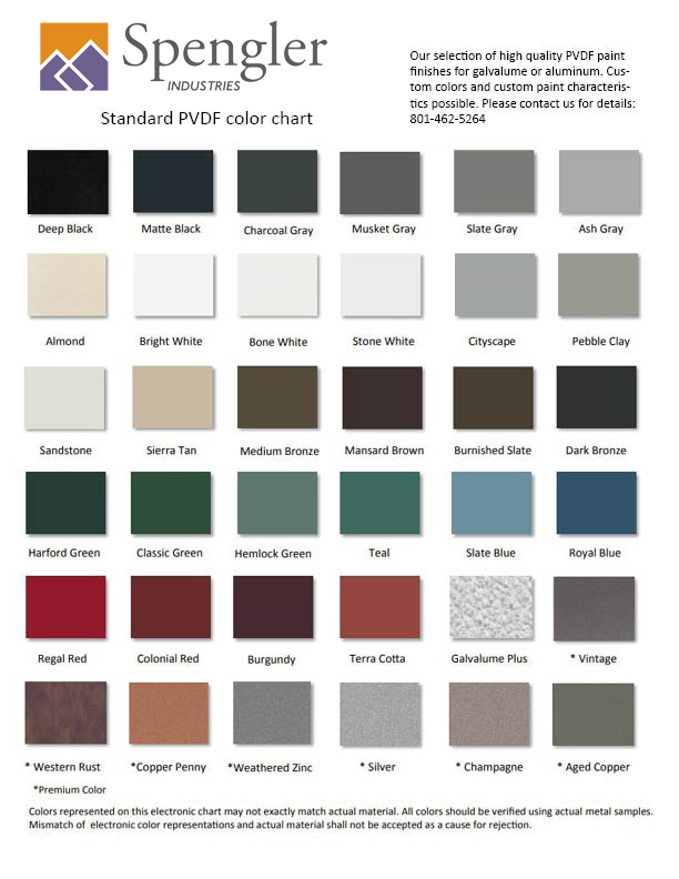 Standard colors color chart for PVDF paint
