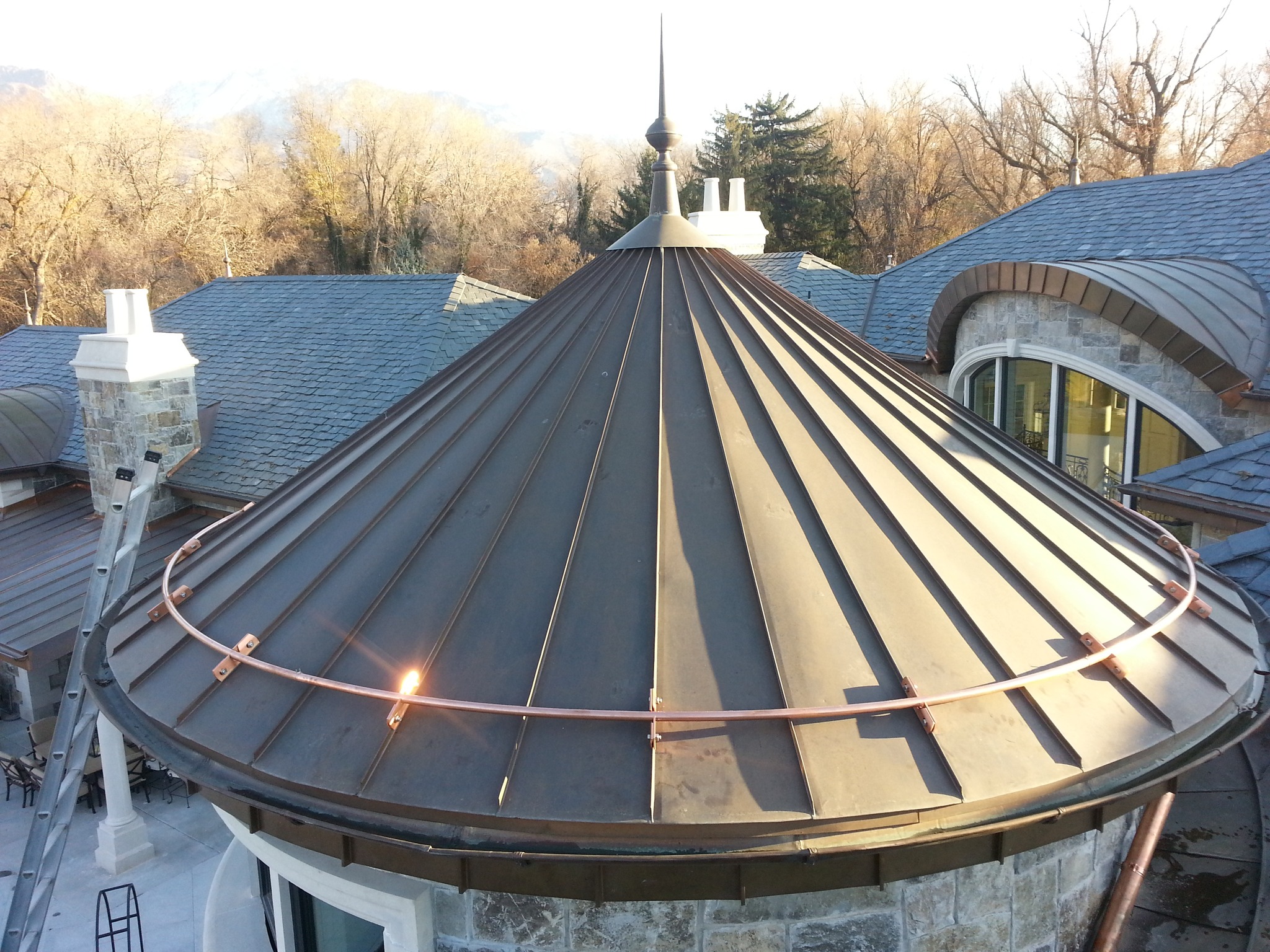 Pre-patinated copper roof
