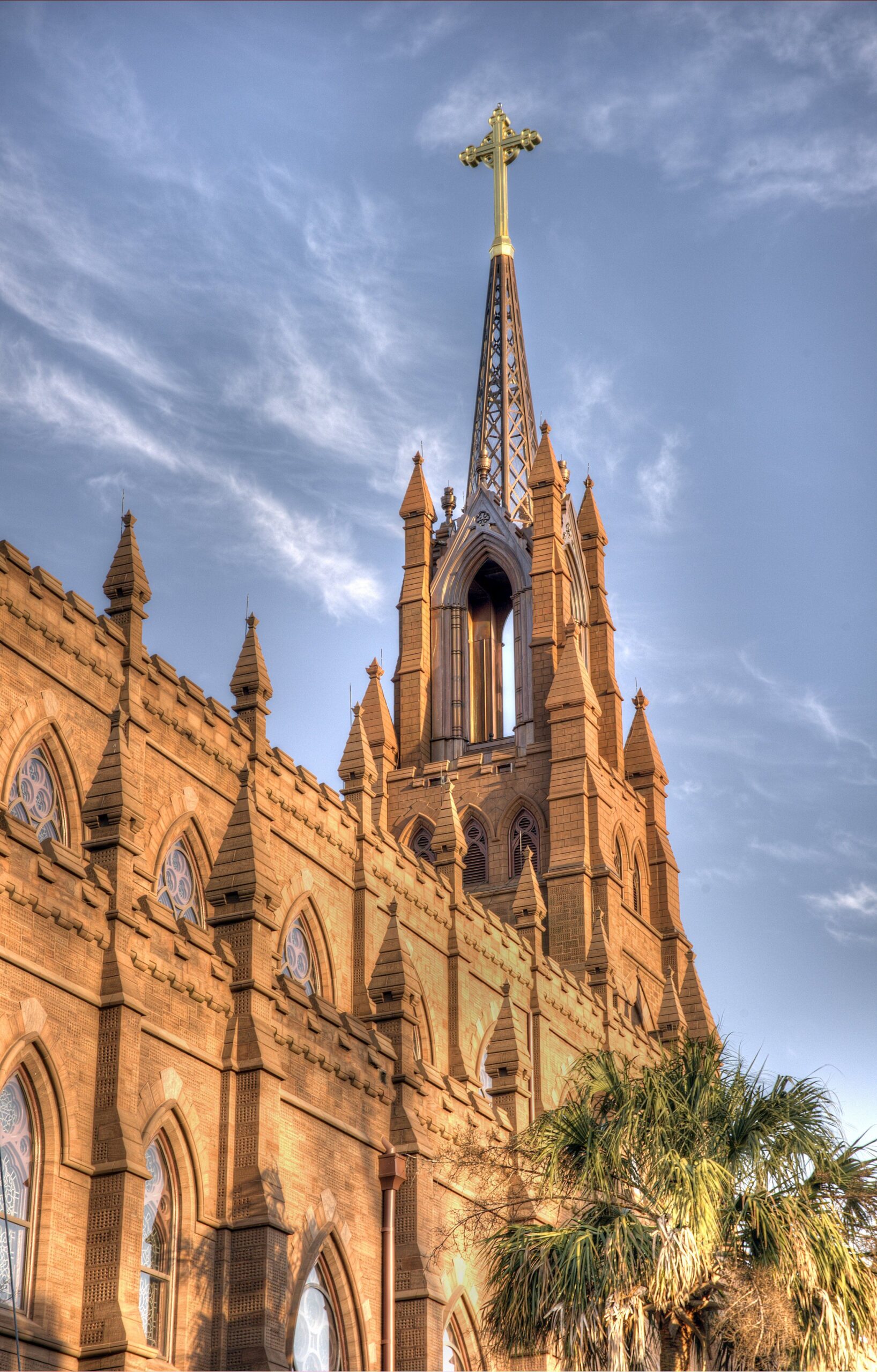 Historic Ornate Copper Steeple on gothic church roof