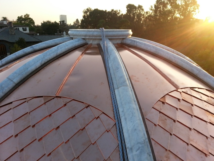 copper dome roof with diamond shingles