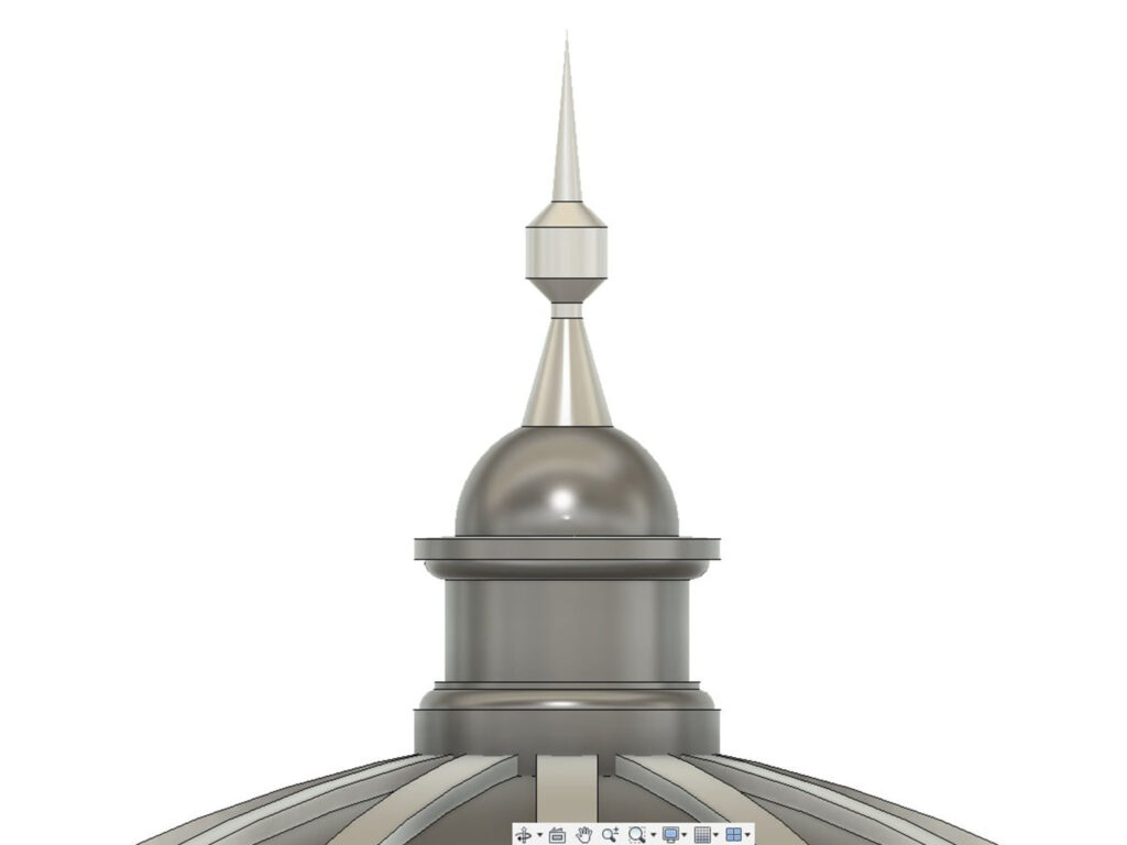 Computer rendering of a dome roof mock up with finial