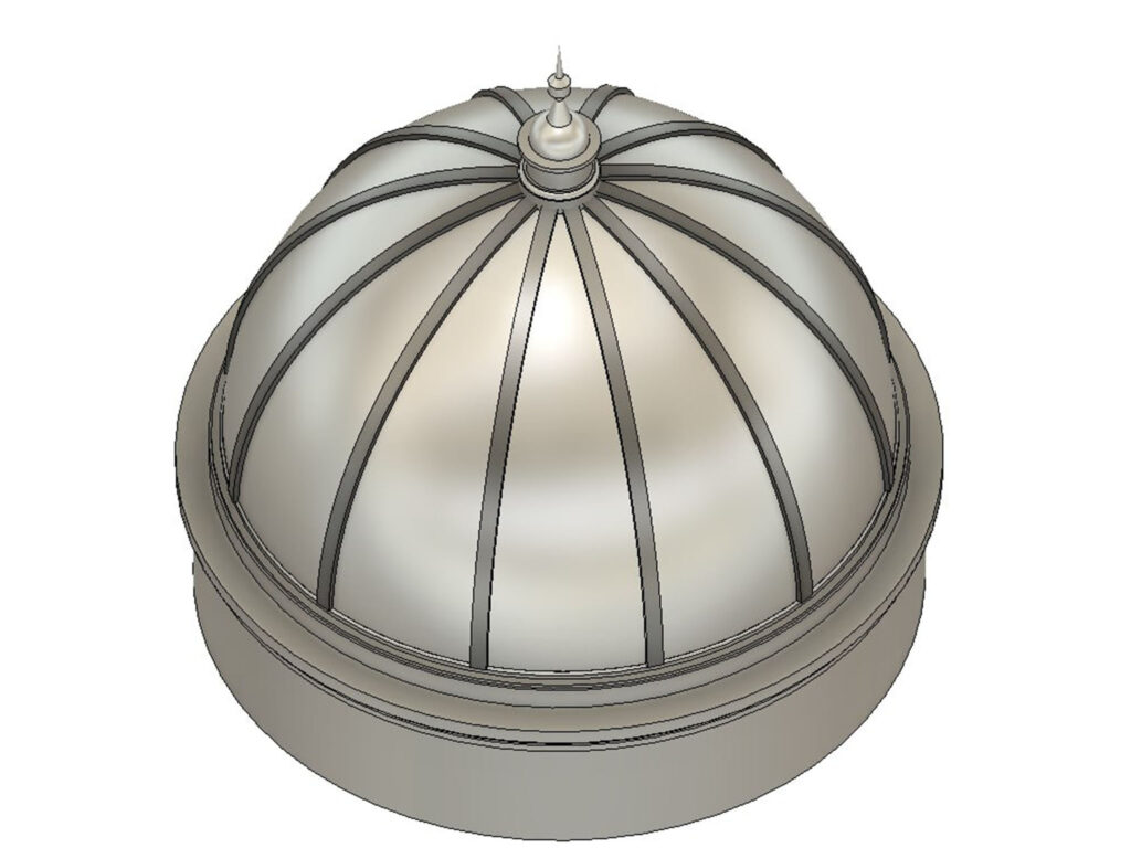 Dome roof mock up with finial Computer rendering
