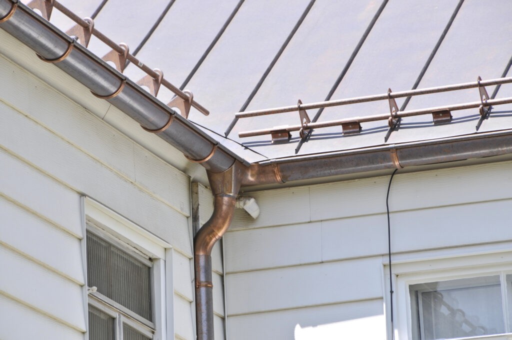 European half round gutters in copper